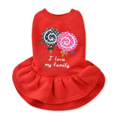 KUTKUT Lollypop Print Fashion Warm Frock for Puppy & Small Dog | Fleece Dress for Small Dogs | Cute Sleeveless Princess Dog Apparel For Shih Tzu, Yorkie, Pug, Maltese etc.  (Red) - kutkutstyl